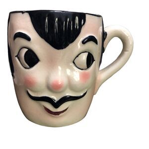 Comical Anthropomorphic Character Mug, VTG Face Cup, Frenchman